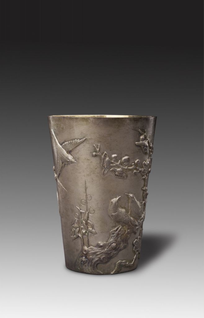 图片[1]-Silver carved flower-and-bird cup-China Archive